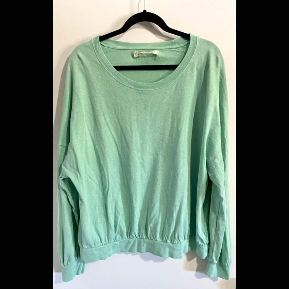 Free People Womens 213 Cotton Casual T-Shirt Green, Size S